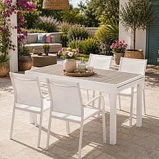 Extendable garden table FLORINA - white / beige