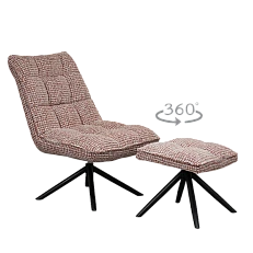 Armchair with stool BELPER - brown melange