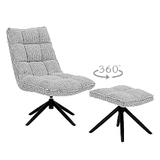 Armchair with stool BELPER - cream