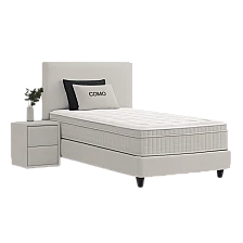 Upholstered bed with mattress COMO 90 x 200 - cream 01