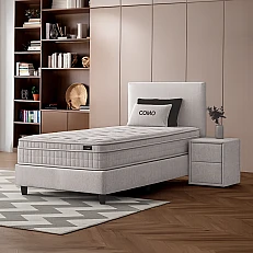 Upholstered bed with mattress COMO 90 x 200 - beige 020
