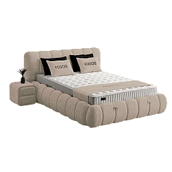 Upholstered bedroom with mattress RODOS 180 x 200 - beige 04