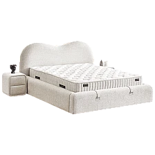 Upholstered bedroom with mattress LUNAMORE 160 x 200 - cream AN