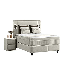 Upholstered bedroom with mattress CANCUN 140 X 200 - latte 06