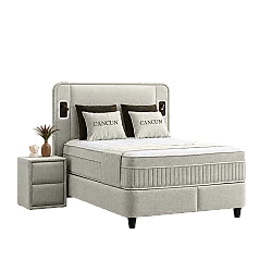 Upholstered bedroom with mattress CANCUN 140 X 200 - latte 06
