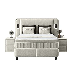 Upholstered bedroom with mattress CANCUN 140 X 200 - latte 06