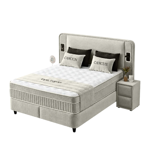 Υπνοδωμάτιο με ταπετσαρία και στρώμα CANCUN 140 X 200 - latte 06