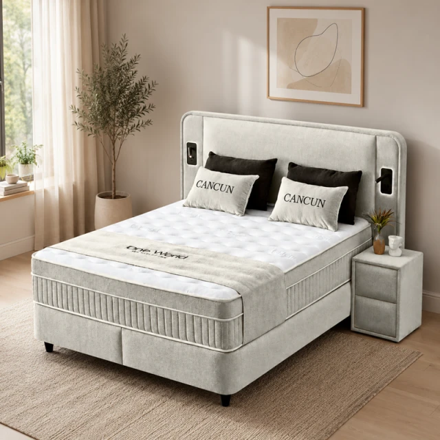Υπνοδωμάτιο με ταπετσαρία και στρώμα CANCUN 140 X 200 - latte 06