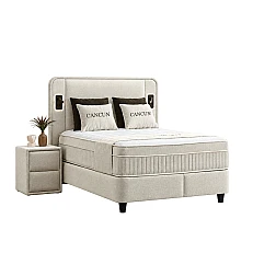 Upholstered bedroom with mattress CANCUN 140 X 200 - cream 01