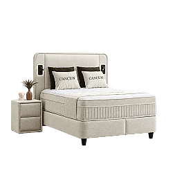 Upholstered bedroom with mattress CANCUN 140 X 200 - cream 01