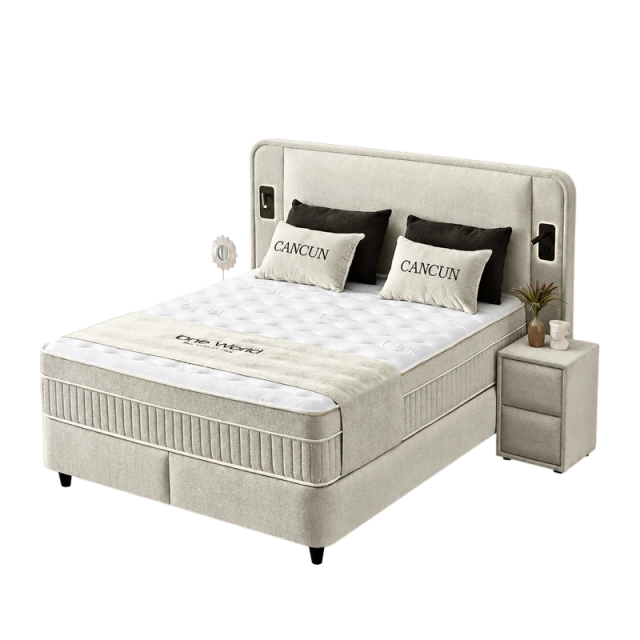 Υπνοδωμάτιο με ταπετσαρία και στρώμα CANCUN 140 X 200 - κρεμ 01