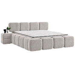 Upholstered bedroom with LEGO mattress 160 x 200 - cream 02