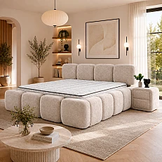 Upholstered bedroom with LEGO mattress 160 x 200 - cream 02