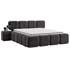 Upholstered bedroom with LEGO mattress 160 x 200 - anthracite SY