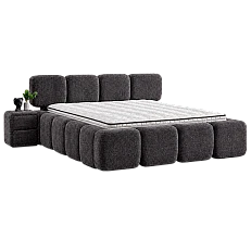 Upholstered bedroom with LEGO mattress 160 x 200 - anthracite SY