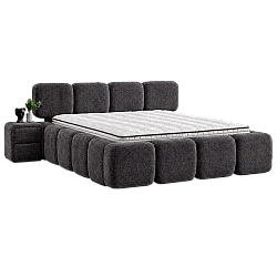 Upholstered bedroom with LEGO mattress 160 x 200 - anthracite SY
