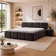 Upholstered bedroom with LEGO mattress 160 x 200 - anthracite SY