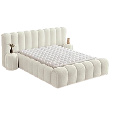 Upholstered bedroom with mattress CARLA 160 x 200 - cream 02