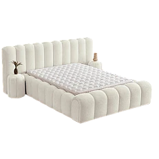 Upholstered bedroom with mattress CARLA 160 x 200 - cream 02