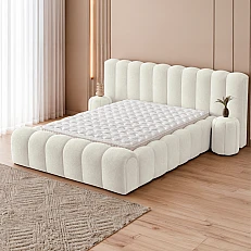 Upholstered bedroom with mattress CARLA 160 x 200 - cream 02
