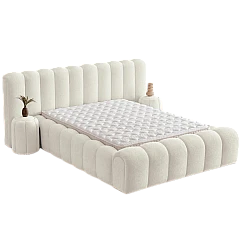 Upholstered bedroom with mattress CARLA 180 x 200 - cream 02