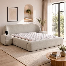Upholstered bedroom with mattress BOHEM 160 x 200 - beige 07