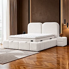 Upholstered bedroom with mattress BUDVA 160 x 200 - pearl 03
