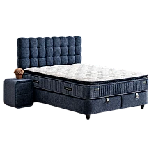Upholstered bedroom with mattress ROYAL 160 x 200 - dark blue