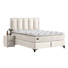 Upholstered bedroom with mattress HERMES 160 x 200 - ivory AN