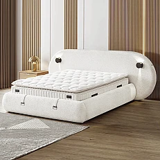 Upholstered bedroom with mattress LUMERA 180 x 200 - champagne 318