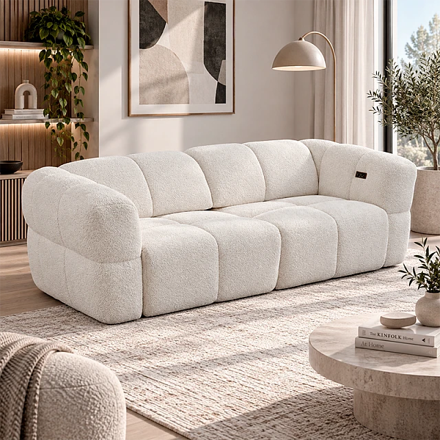 Диван тройка с електрически механизъм ORTONA LUX - крем