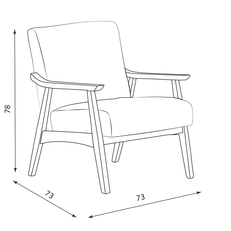 Armchair LUCAS - walnut - gray