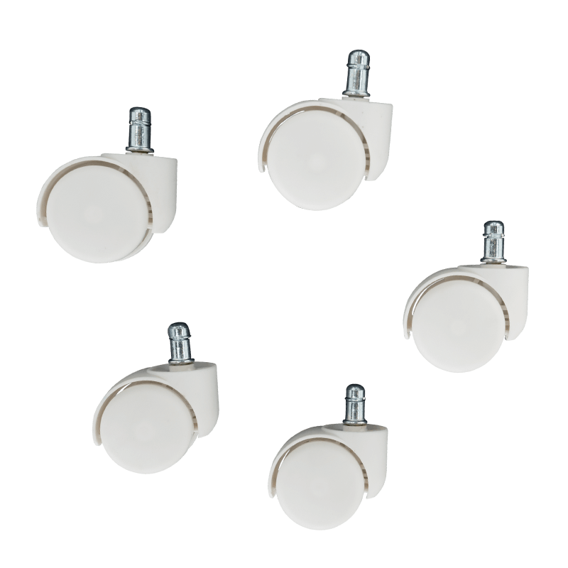Set of polypropylene wheels for office chair 5 pcs. - white