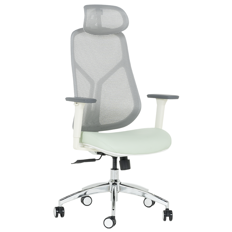 Ergonomic chair Carmen 7901 W eco-leather - gray-light green