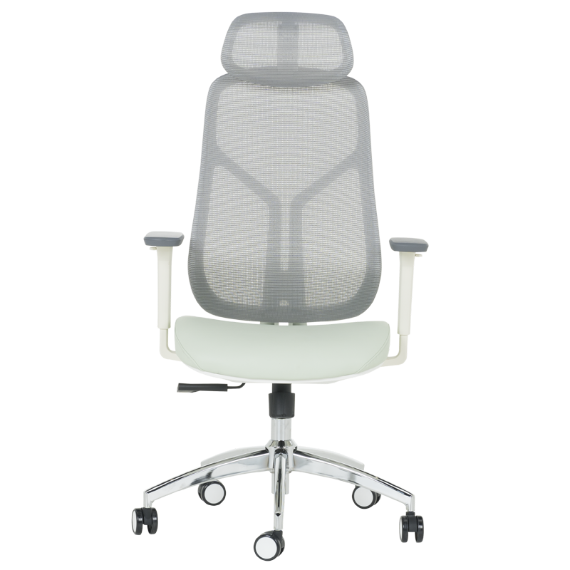 Ergonomic chair Carmen 7901 W eco-leather - gray-light green