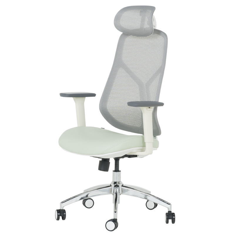 Ergonomic chair Carmen 7901 W eco-leather - gray-light green