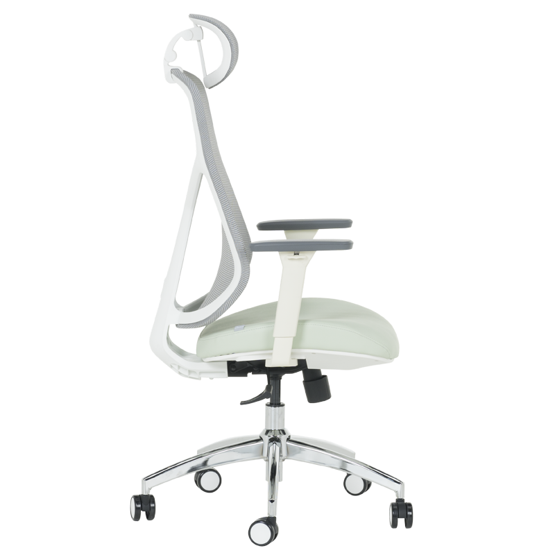 Ergonomic chair Carmen 7901 W eco-leather - gray-light green