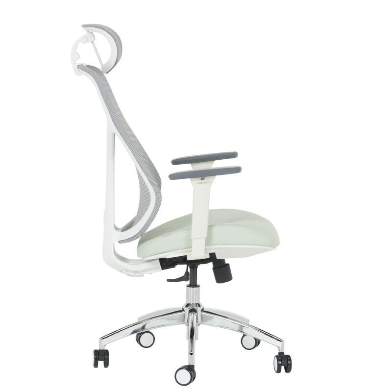 Ergonomic chair Carmen 7901 W eco-leather - gray-light green