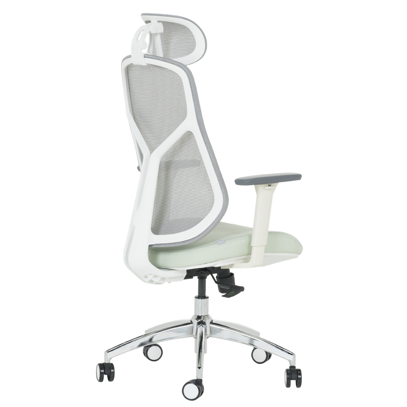 Ergonomic chair Carmen 7901 W eco-leather - gray-light green