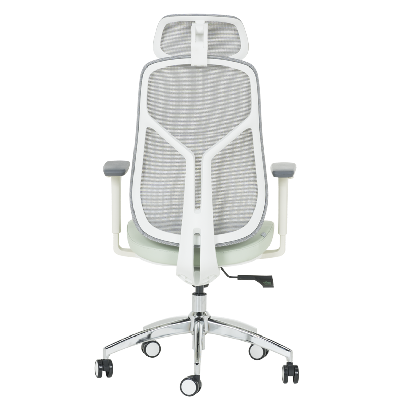 Ergonomic chair Carmen 7901 W eco-leather - gray-light green