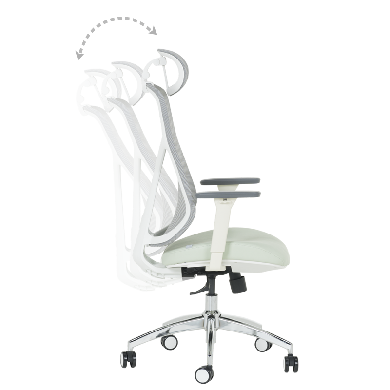 Ergonomic chair Carmen 7901 W eco-leather - gray-light green