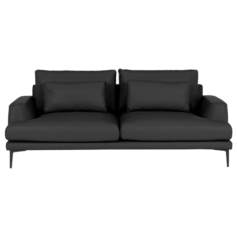 Leather sofa - three GRASTEN LUX - black