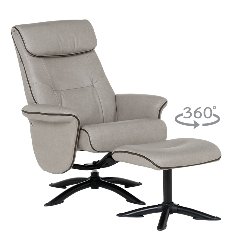 Armchair with stool EMA - light gray