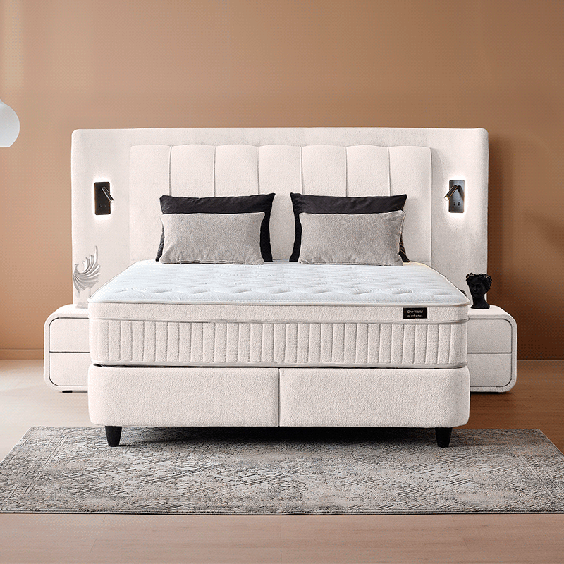 Upholstered bedroom with mattress JULIE 160 x 200 - AN style
