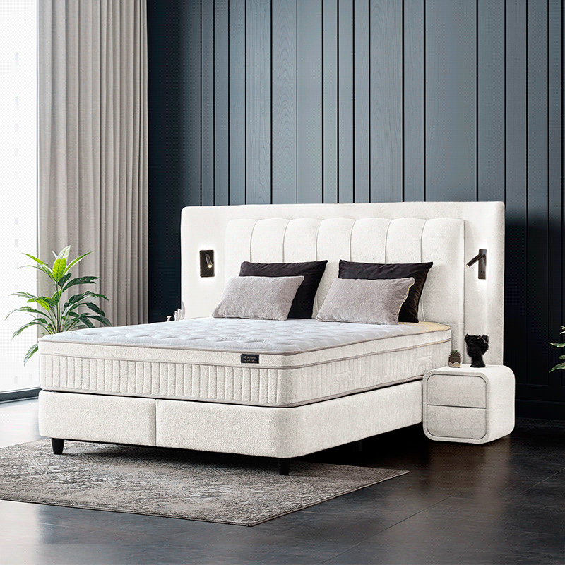 Upholstered bedroom with mattress JULIE 160 x 200 - AN style