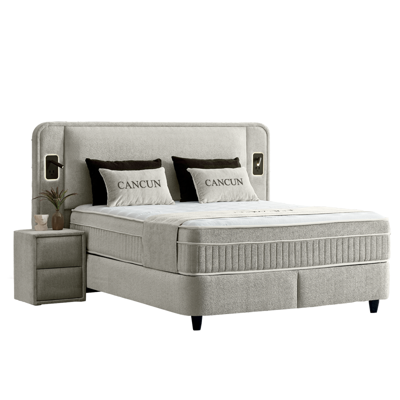 Upholstered bedroom with mattress CANCUN 180 x 200 - beige 07
