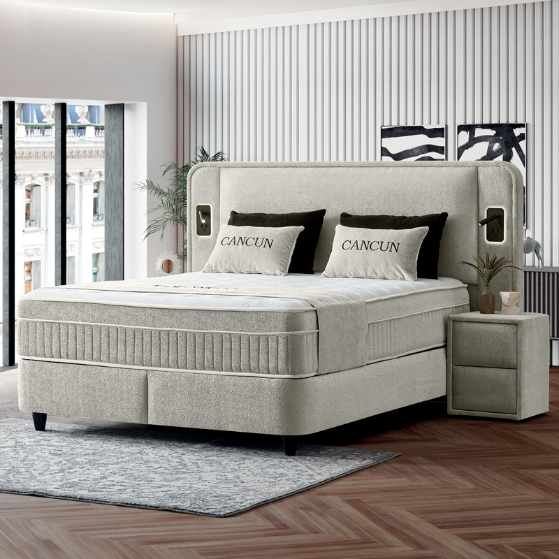 Upholstered bedroom with mattress CANCUN 180 x 200 - beige 07