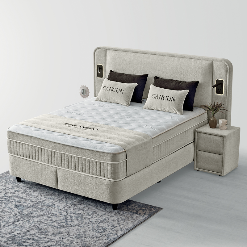Upholstered bedroom with mattress CANCUN 180 x 200 - beige 07