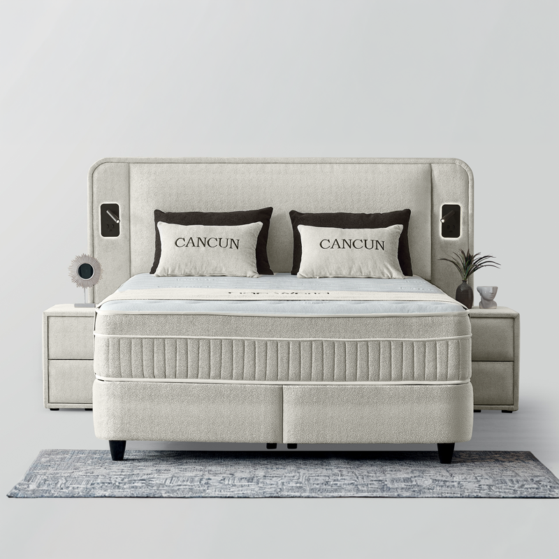 Upholstered bedroom with mattress CANCUN 180 x 200 - beige 07