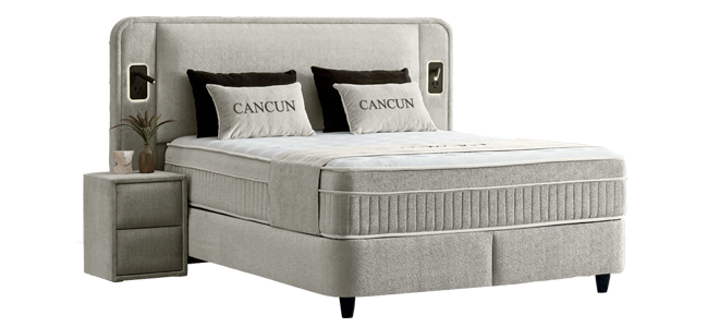 Upholstered bedroom with mattress CANCUN 180 x 200 - beige 07